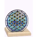 Art Light Teelichhalter Blume des Lebens mit Holzsockel...